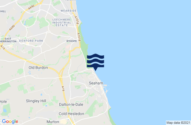 Mappa delle Getijden in Seaham Beach, United Kingdom