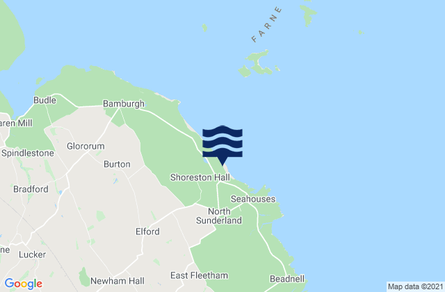 Mappa delle Getijden in Seahouses North Beach, United Kingdom
