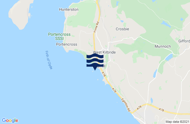 Mappa delle Getijden in Seamill Beach, United Kingdom