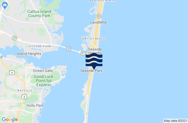 Mappa delle Getijden in Seaside Park, United States
