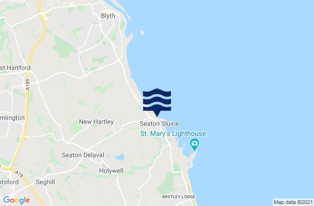 Mappa delle Getijden in Seaton Sluice Beach, United Kingdom