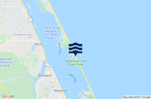 Mappa delle Getijden in Sebastian Inlet Bridge, United States