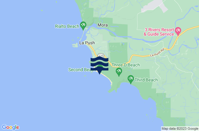 Mappa delle Getijden in Second Beach, United States