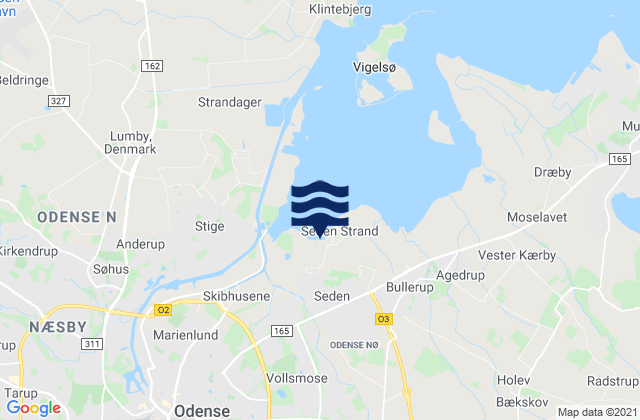 Mappa delle Getijden in Seden, Denmark