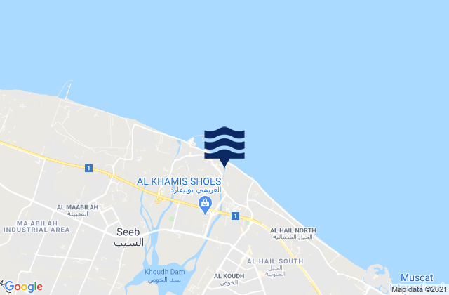 Mappa delle Getijden in Seeb, Oman