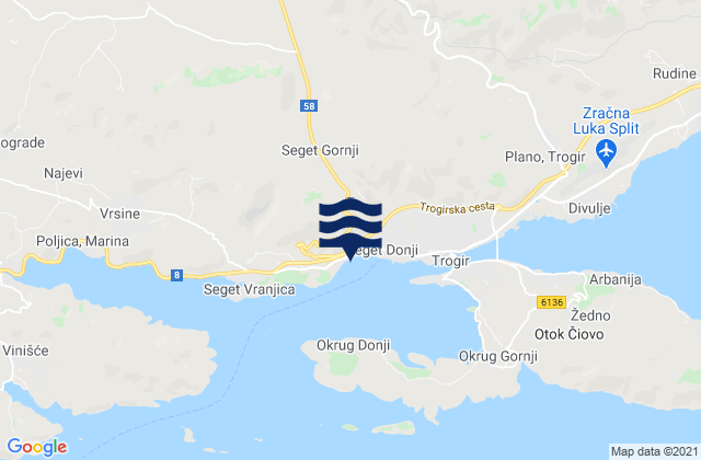 Mappa delle Getijden in Seget, Croatia