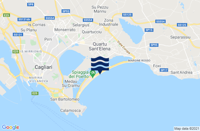 Mappa delle Getijden in Selargius, Italy