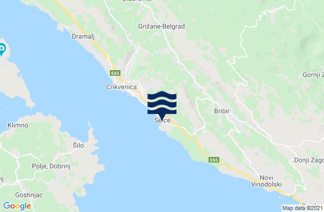 Mappa delle Getijden in Selce, Croatia