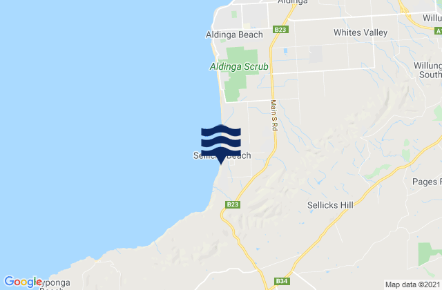 Mappa delle Getijden in Sellicks Beach, Australia