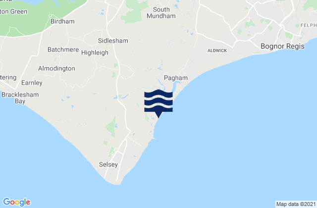 Mappa delle Getijden in Selsey (Pagham Harbour) Beach, United Kingdom