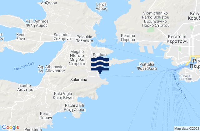Mappa delle Getijden in Selínia, Greece