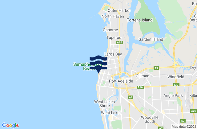 Mappa delle Getijden in Semaphore Beach, Australia