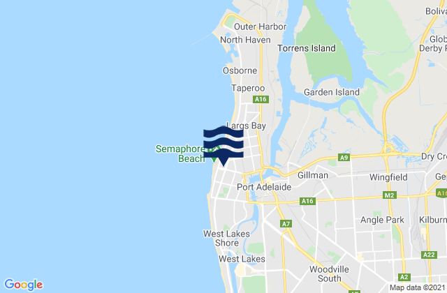 Mappa delle Getijden in Semaphore, Australia