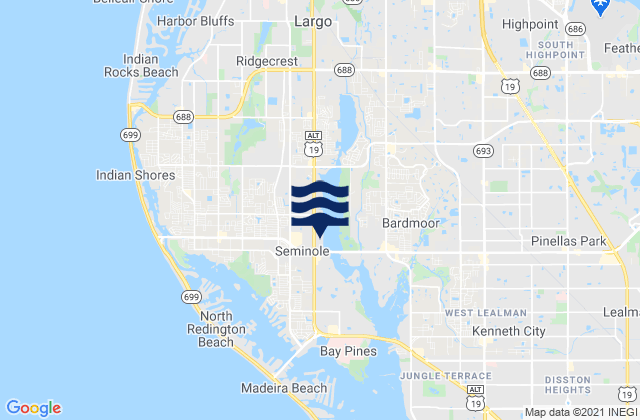 Mappa delle Getijden in Seminole, United States