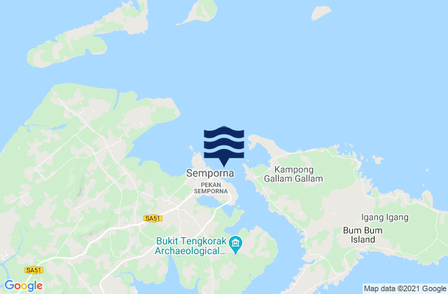 Mappa delle Getijden in Semporna (Darvel Bay), Malaysia