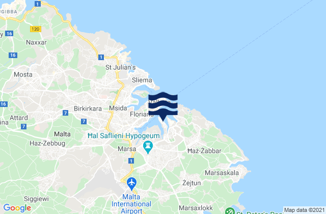 Mappa delle Getijden in Senglea, Malta