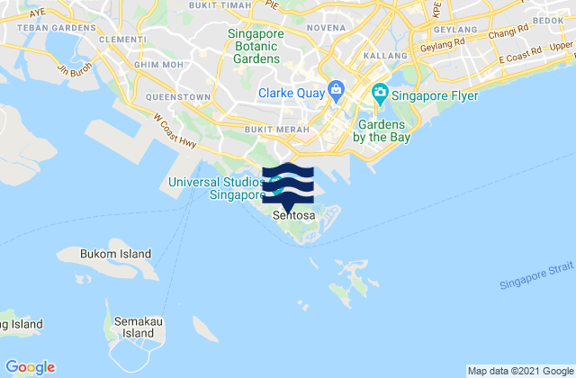 Mappa delle Getijden in Sentosa Island, Singapore