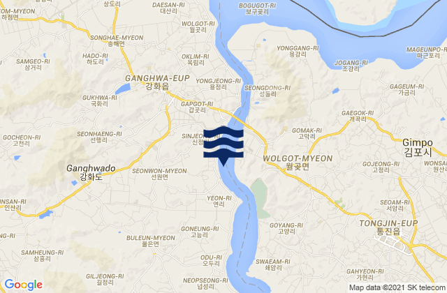 Mappa delle Getijden in Seonwon, South Korea