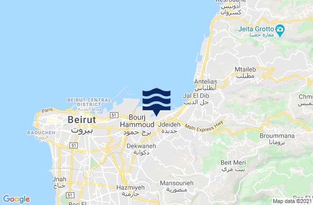 Mappa delle Getijden in Seper, Lebanon