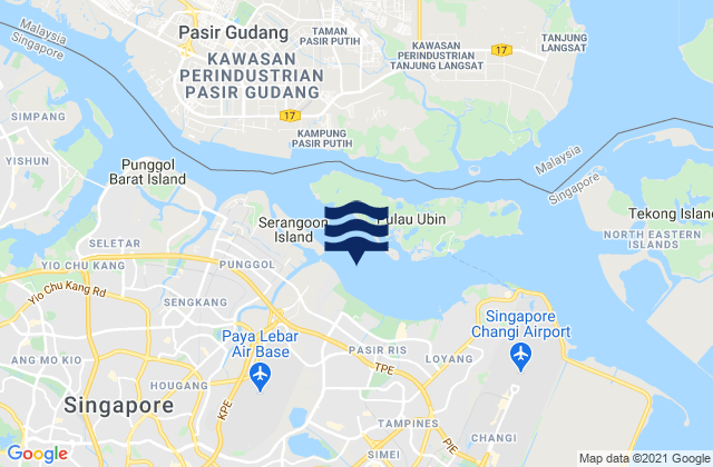 Mappa delle Getijden in Serangoon Harbour, Singapore