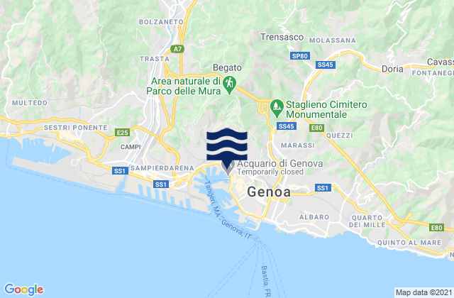 Mappa delle Getijden in Serra Riccò, Italy