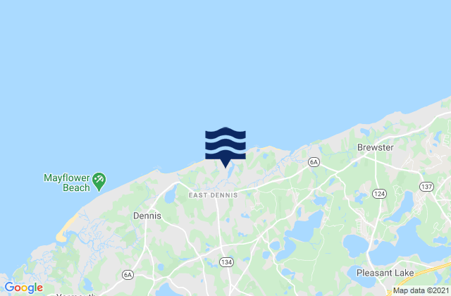 Mappa delle Getijden in Sesuit Harbor (East Dennis), United States