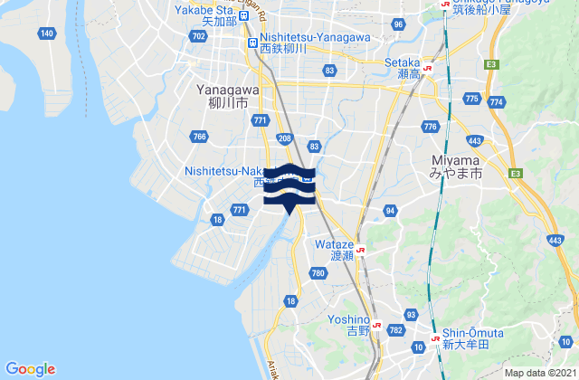 Mappa delle Getijden in Setakamachi-takayanagi, Japan