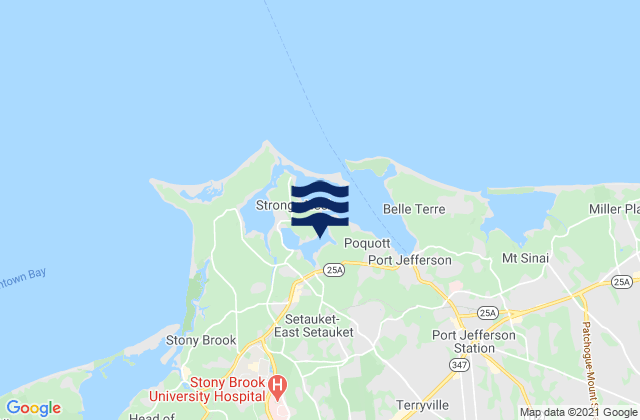 Mappa delle Getijden in Setauket Harbor, United States