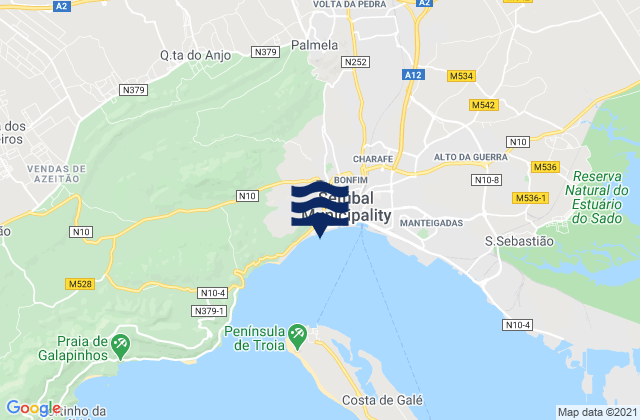Mappa delle Getijden in Setubal Setubal Harbor, Portugal
