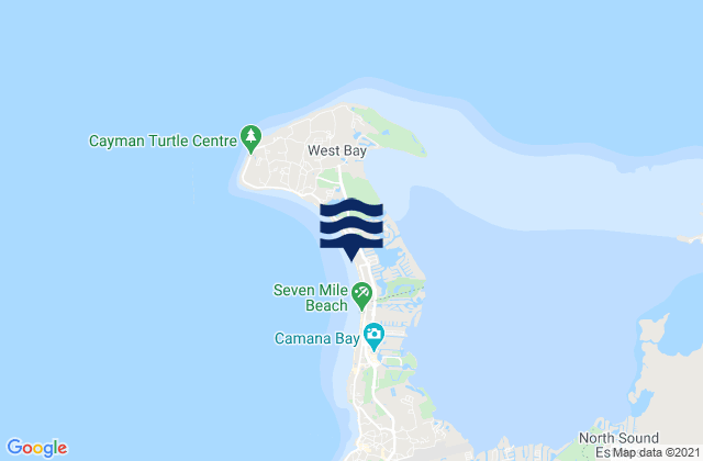 Mappa delle Getijden in Seven Mile Beach, Cayman Islands