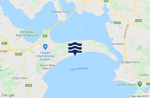 Mappa delle Getijden in Seven Mile Beach, Australia