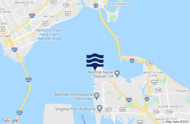 Mappa delle Getijden in Sewells Point, United States