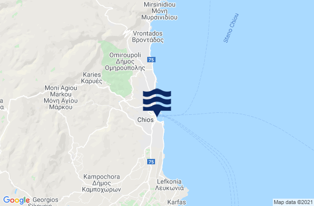 Mappa delle Getijden in Sfikounta Beach (Chios), Greece