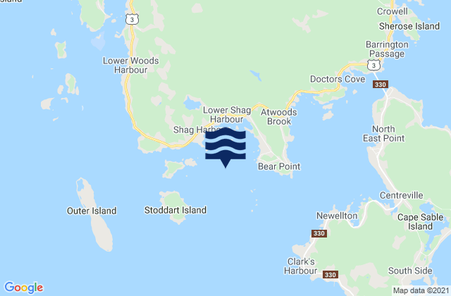 Mappa delle Getijden in Shag Harbour, Canada
