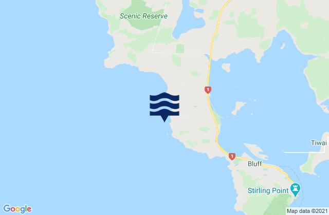 Mappa delle Getijden in Shag Rock, New Zealand
