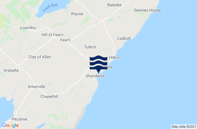 Mappa delle Getijden in Shandwick Bay Beach, United Kingdom