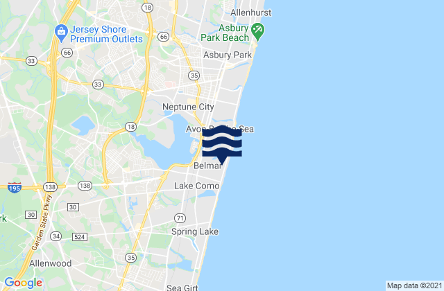 Mappa delle Getijden in Shark River Island (Fixed Rr. Bridge), United States