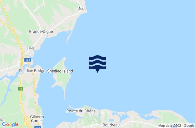 Mappa delle Getijden in Shediac Bay, Canada