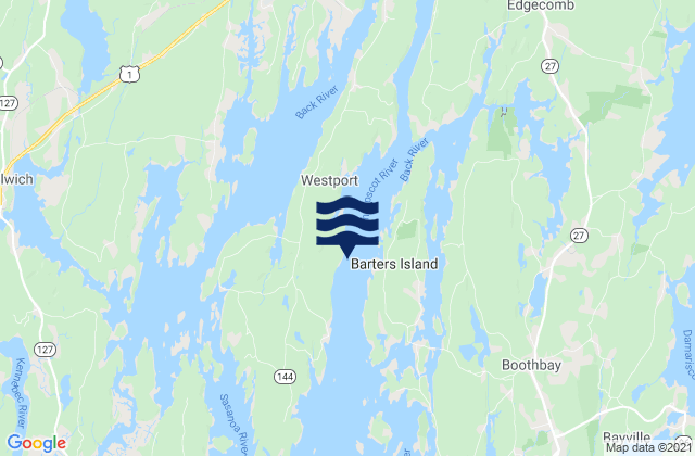 Mappa delle Getijden in Sheepscot River off Barter Island, United States