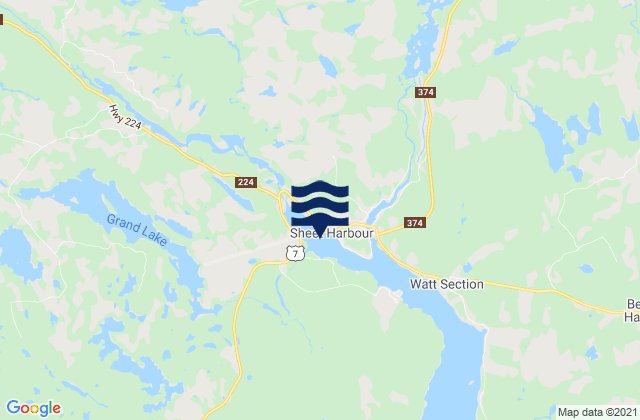 Mappa delle Getijden in Sheet Harbour, Canada