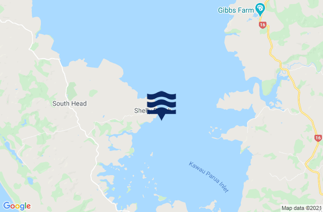 Mappa delle Getijden in Shelly Beach, New Zealand