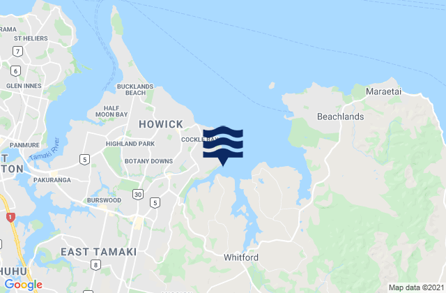 Mappa delle Getijden in Shelly Park Beach, New Zealand