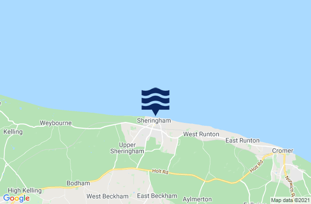 Mappa delle Getijden in Sheringham Beach, United Kingdom