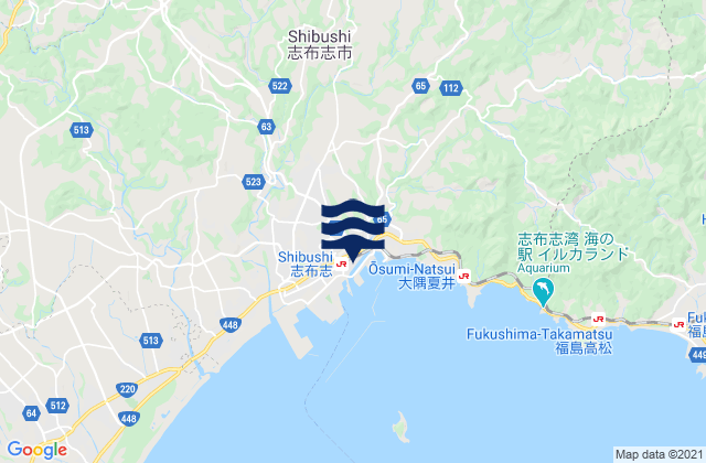 Mappa delle Getijden in Shibushi, Japan