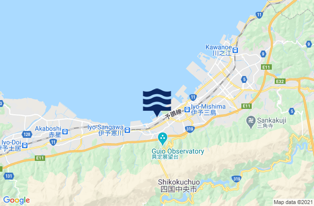 Mappa delle Getijden in Shikoku-chūō Shi, Japan