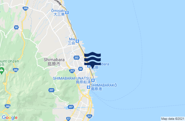 Mappa delle Getijden in Shimabara, Japan