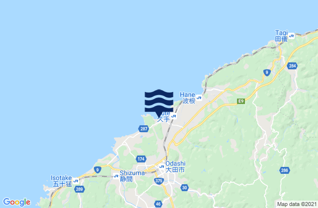Mappa delle Getijden in Shimane-ken, Japan