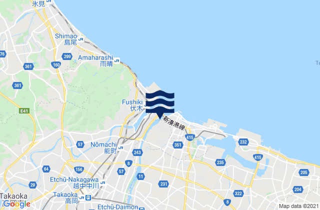 Mappa delle Getijden in Shimminato, Japan