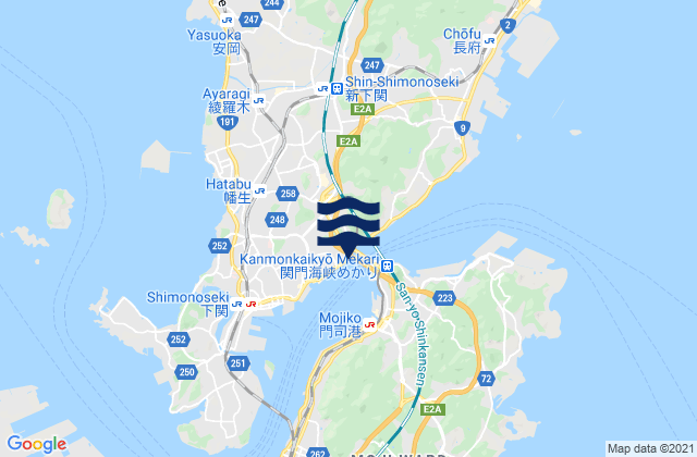 Mappa delle Getijden in Shimonoseki Honshu, Japan