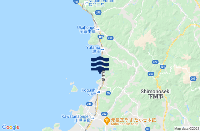 Mappa delle Getijden in Shimonoseki Shi, Japan